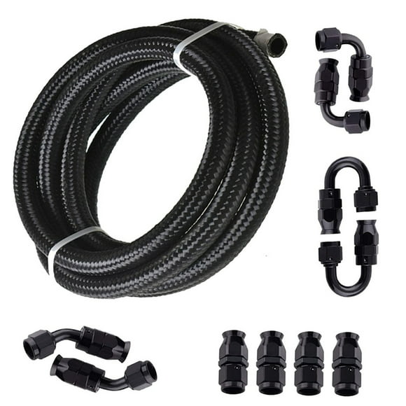 8 AN Nylon Stainless Steel Braided Fuel Gas Oil Line Hose AN8 Silver 20 Feet